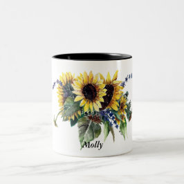 Taza Bicolor Bouquet girasol personalizado