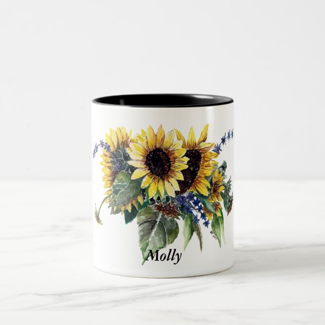 Taza Bicolor Bouquet girasol personalizado (Centro)