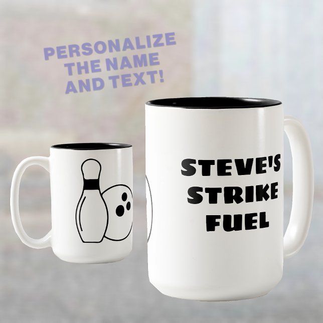 Taza Bicolor Bowling personalizado de combustible de huelgas (🎳 Fuel your strikes in style! ☕)