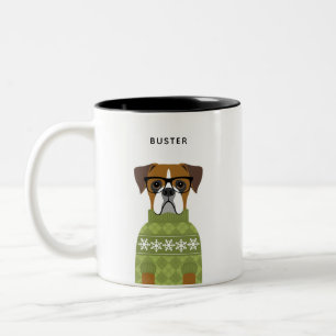 Taza Bicolor Boxer Dog Mugs
