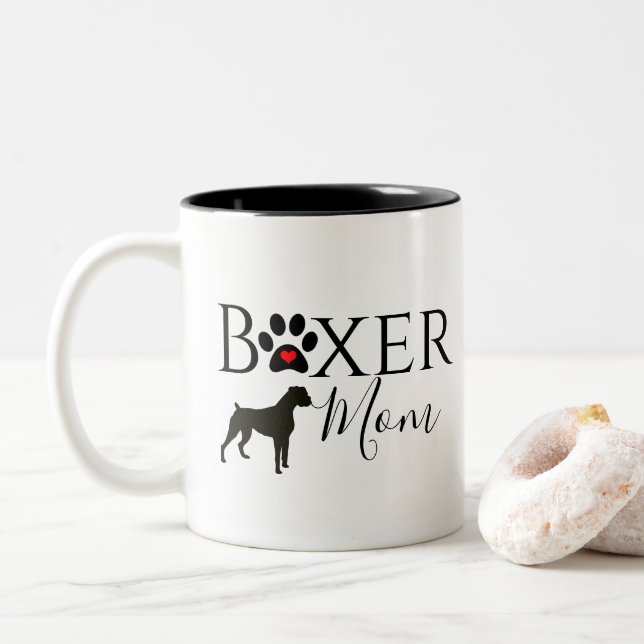 Taza Bicolor Boxer Mom - Huella de perro (Con donut)