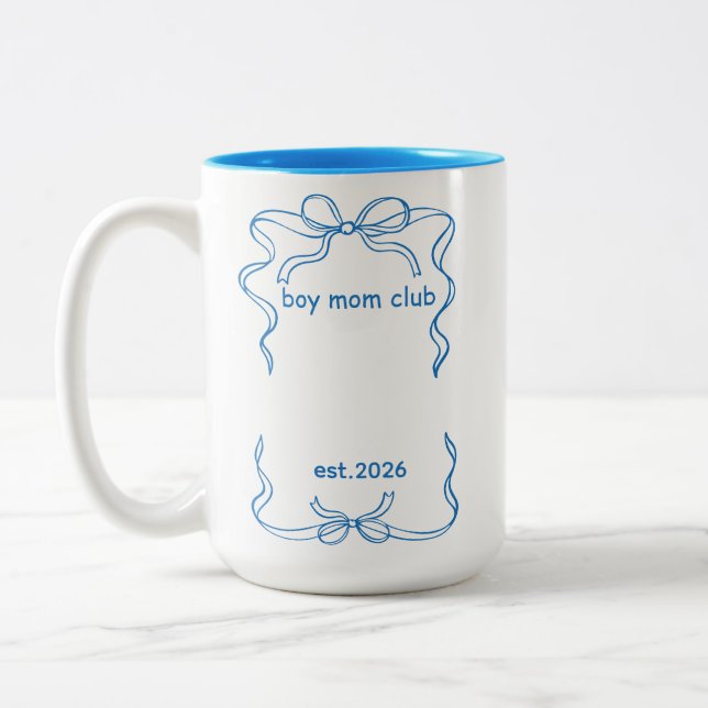 Taza Bicolor Boy Mom, Personalized New Mom Gifts (Izquierda)