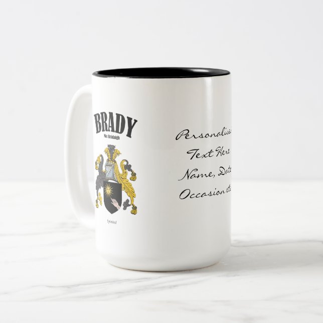 Taza Bicolor Brady Family Crest, Traducción y Significado (Anverso izquierdo)
