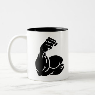 Taza Bicolor Brazo fuerte que muestra el músculo biceps
