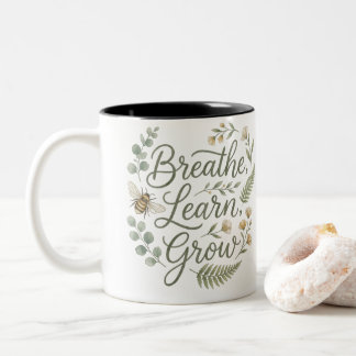 Taza Bicolor Breathe Learn Grow Bee for Homeschool parents
