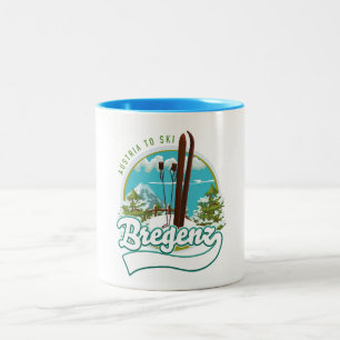 Taza Bicolor Bregenz Austria para esquiar logo