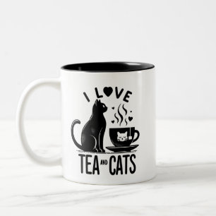 Taza Bicolor Brew perfecta: Me encanta el té y los gatos