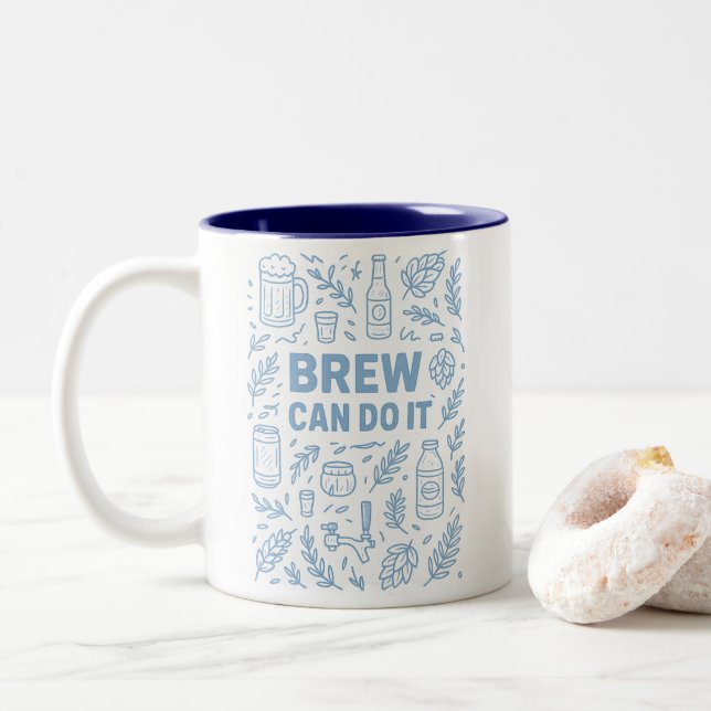 Taza Bicolor Brew puede hacerlo (Con donut)