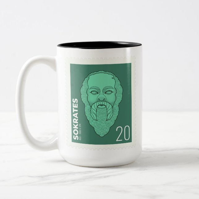Taza Bicolor Briefmarke Sokrates -   (Izquierda)