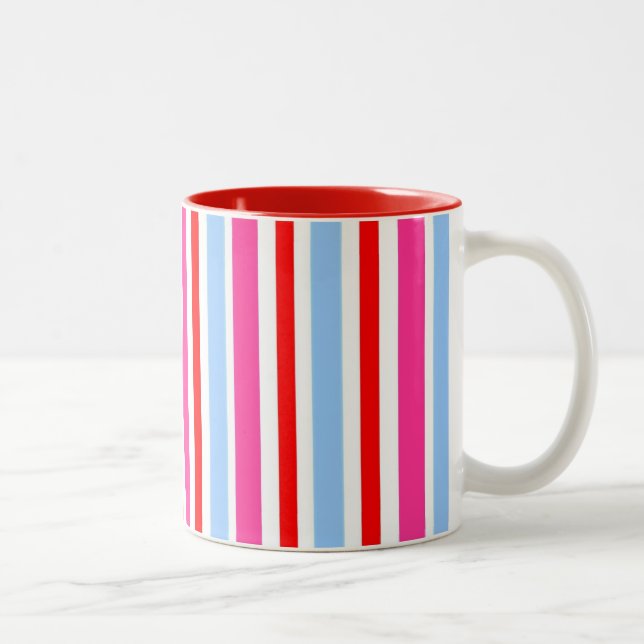 Taza Bicolor Bright Red and Blue Candy Stripes (Derecha)