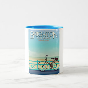 Taza Bicolor Brighton, poster de viajes cosechado en East Susse