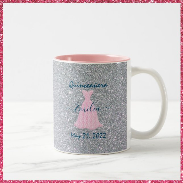 Taza Bicolor Brillante Conmemoración Quinceanera De Dos Tonos (Subido por el creador)