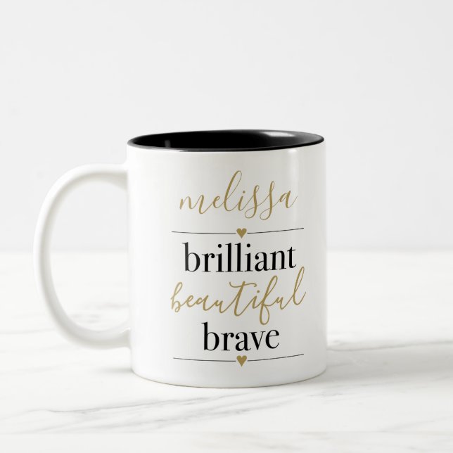 Taza Bicolor Brillante Hermoso Valiente Nombre Personalizado (Izquierda)