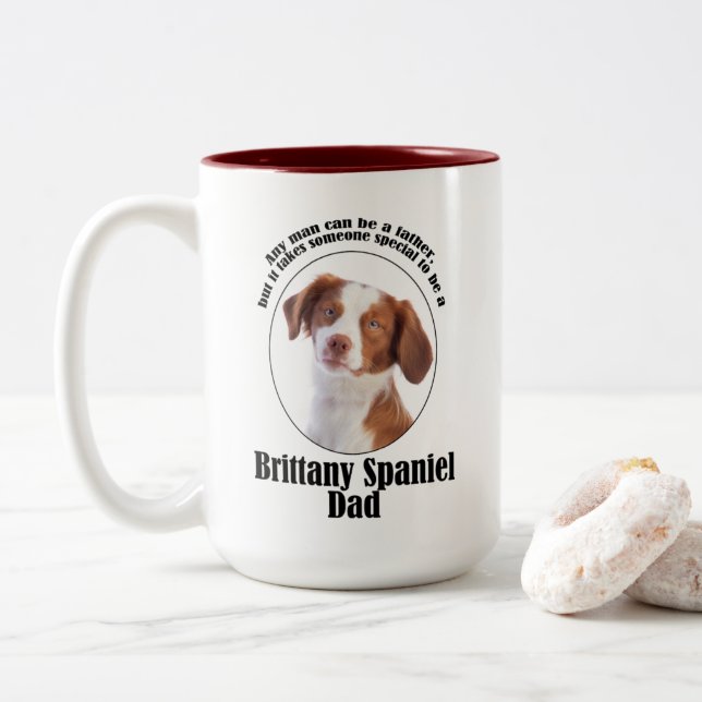 Taza Bicolor Brittany Spaniel Dad (Con donut)