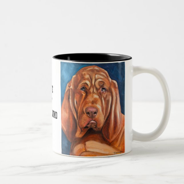 Taza Bicolor Brown Bloodhound oil painting mug  (Derecha)