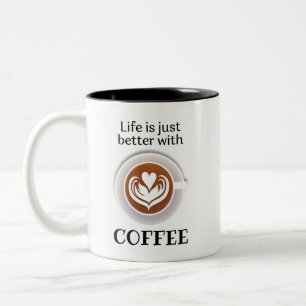 Taza Bicolor Brown Simple Coffee Quote Mug
