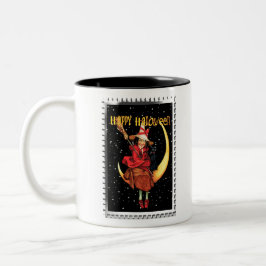 Taza Bicolor Bruja Buena Nostálgica de Halloween y su Gato