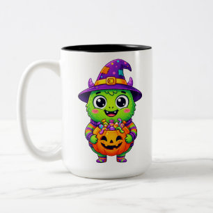 Taza Bicolor Bruja de criatura de caramelo con calabaza