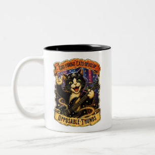 Taza Bicolor Bruja de Halloween Vintage Gato con Pulgar Opuesto