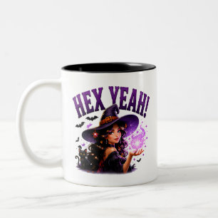Taza Bicolor ✨ Bruja Divertida Dicho de Halloween con Castigo �