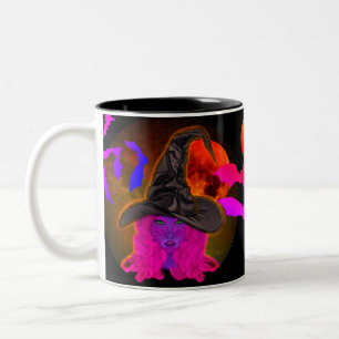 Taza Bicolor Bruja Espantosa Luna de Sangre y Café de Murciélag