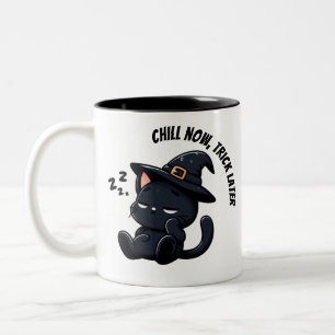 Taza Bicolor Bruja Gata Dormilona Zzz Halloween