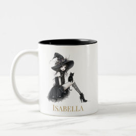 Taza Bicolor Bruja Gótica Personalizada – Bruja con Nombre Pers