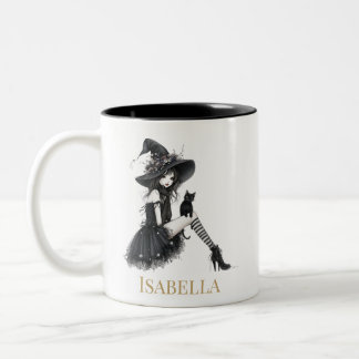 Taza Bicolor Bruja Gótica Personalizada – Bruja con Nombre Pers