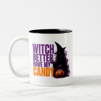 Taza Bicolor 🧙 Bruja Mejor Tenga Mi Caramelo Divertida Cita de
