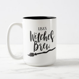 Taza Bicolor Bruja personalizada | Tipografía de guiones negros