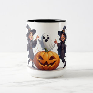 Taza Bicolor Brujas Felices Celebrando la Noche de Halloween ✨
