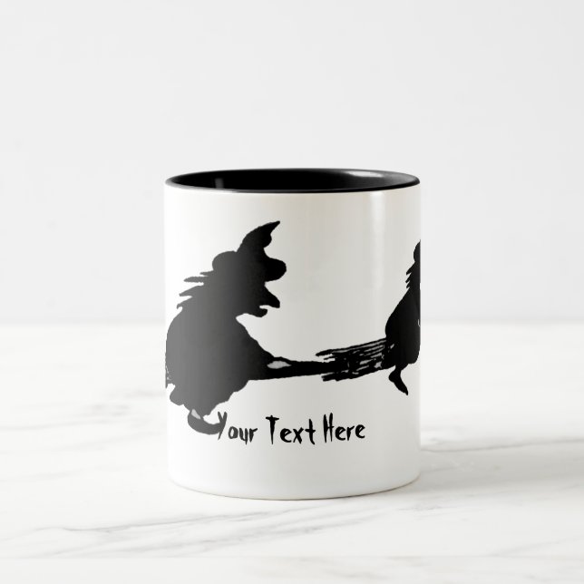 Taza Bicolor brujas voladoras espeluznantes en halloween (Centro)