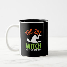 Taza Bicolor Brujas y brujas golpean a divertida Halloween