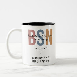 Taza Bicolor BSN, personalizado, Licenciatura en Ciencia en Enf