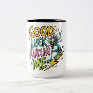 Taza Bicolor Buena Suerte Tratando Conmigo – Extraña Criatura S