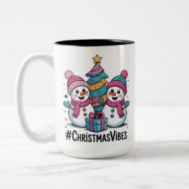 Taza Bicolor Buenas vibras de las fiestas de Navidad