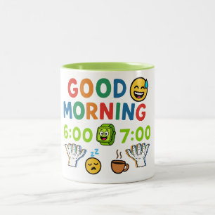 Taza Bicolor Buenos Días 67 Seis Siete Alarma Regalo Divertido 