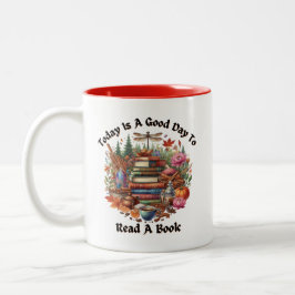 Taza Bicolor Buenos días para leer un libro Cottagcore