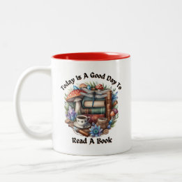 Taza Bicolor Buenos días para leer un libro Cottagcore