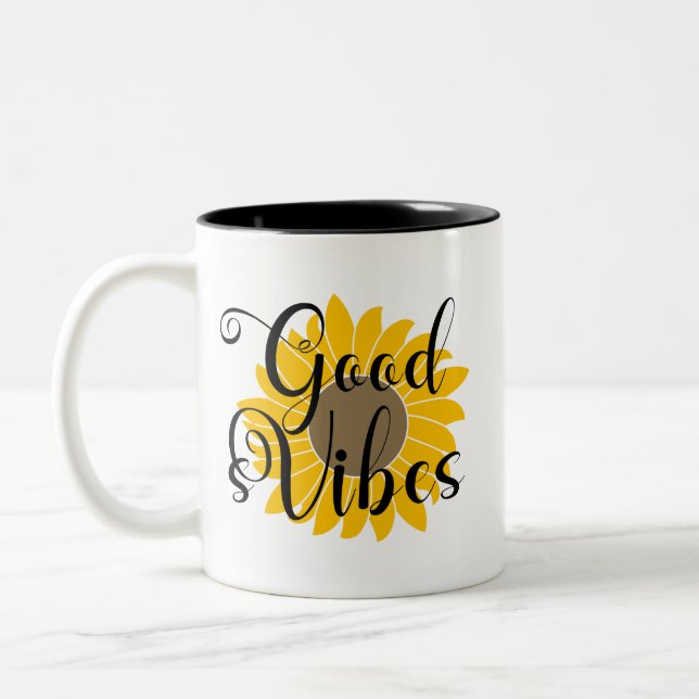 Taza Bicolor Buenos vibraciones Coffee Mug (Izquierda)