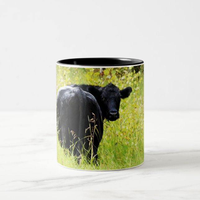 Taza Bicolor Buey de Angus en hierba amarilla alta (Centro)
