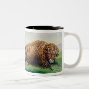 Taza Bicolor Búfalo de la caza de Siux en el potro adornado