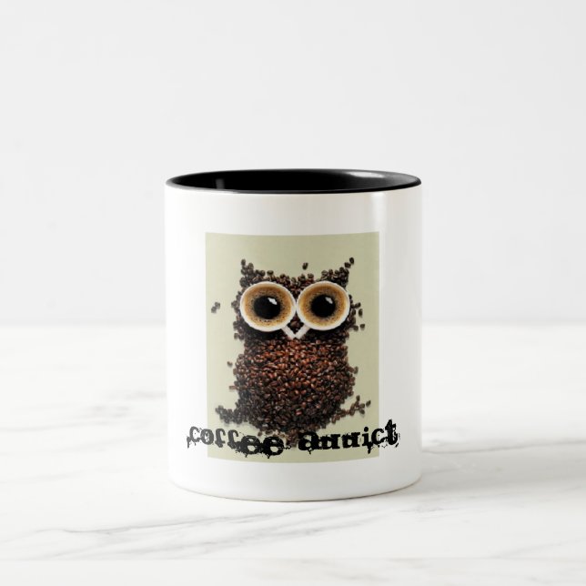 Taza Bicolor Búho del adicto al café (Centro)