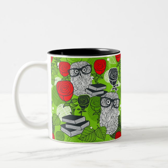 Taza Bicolor Búho en rosas rojas (Izquierda)