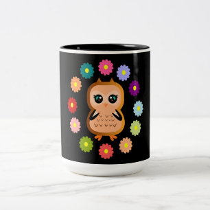 Taza Bicolor búho lindo y kawaii Animales salvajes Hoot colorid