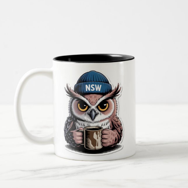 Taza Bicolor Búho Nocturno Gruñón (Izquierda)