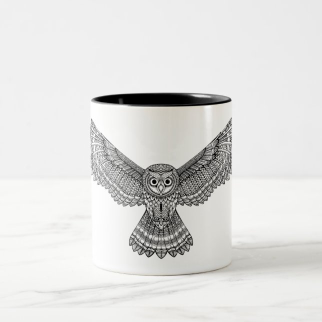 Taza Bicolor Búho Zendoodle del vuelo (Centro)