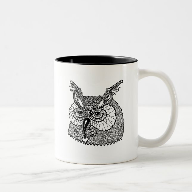 Taza Bicolor Búho Zendoodle principal (Derecha)