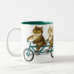 Taza Bicolor Búhos de la bicicleta
