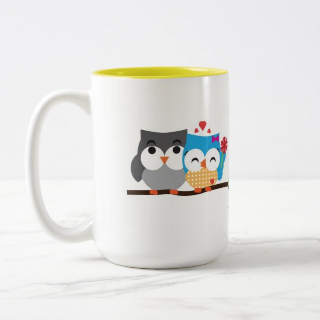 Taza Bicolor Búhos en amor (Izquierda)
